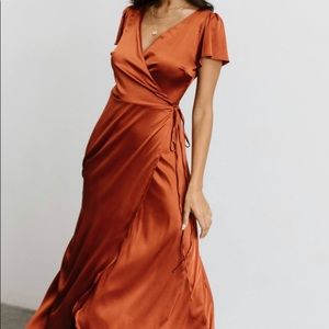 Baltic born crystal satin wrap dress